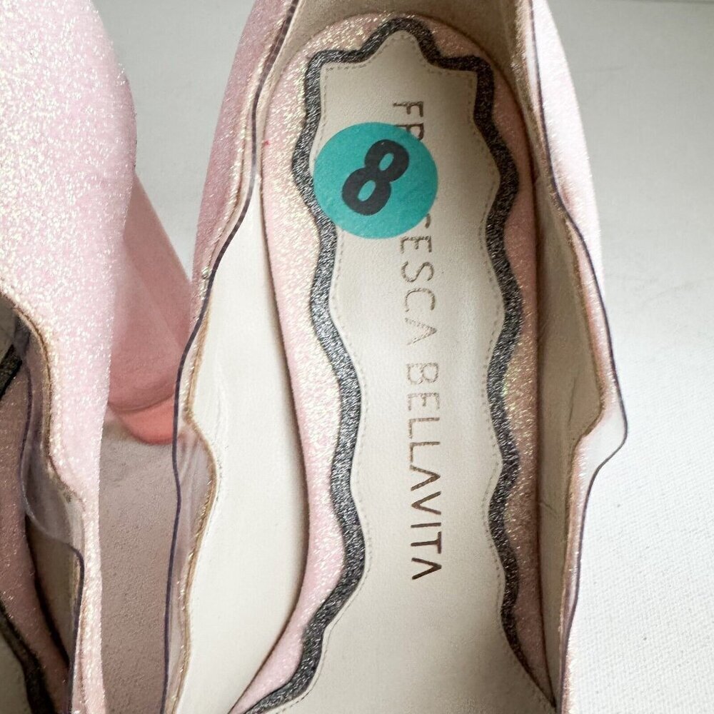 Francesca Bellavita Pink Glitter Scalloped Edge High Heels 38 - Picture 8 of 10